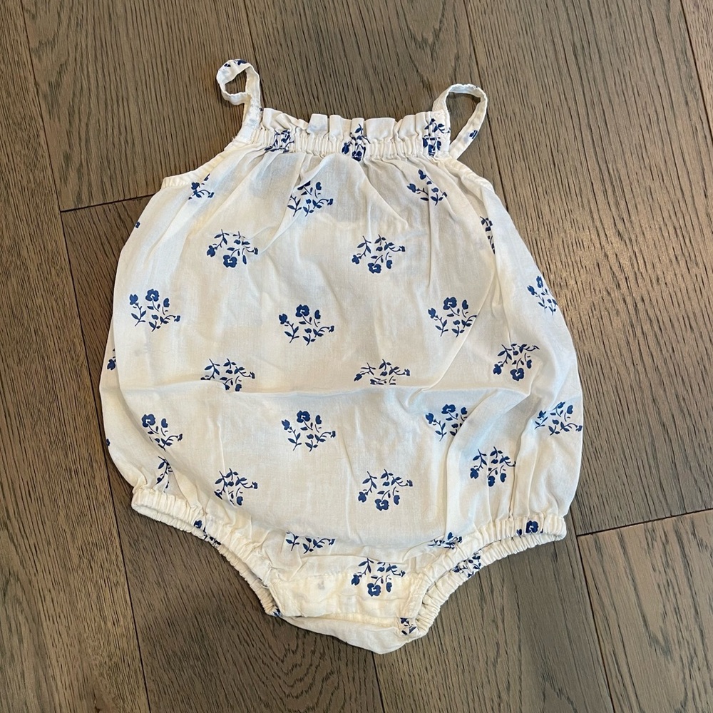 Old Navy white blue floral bubble romper